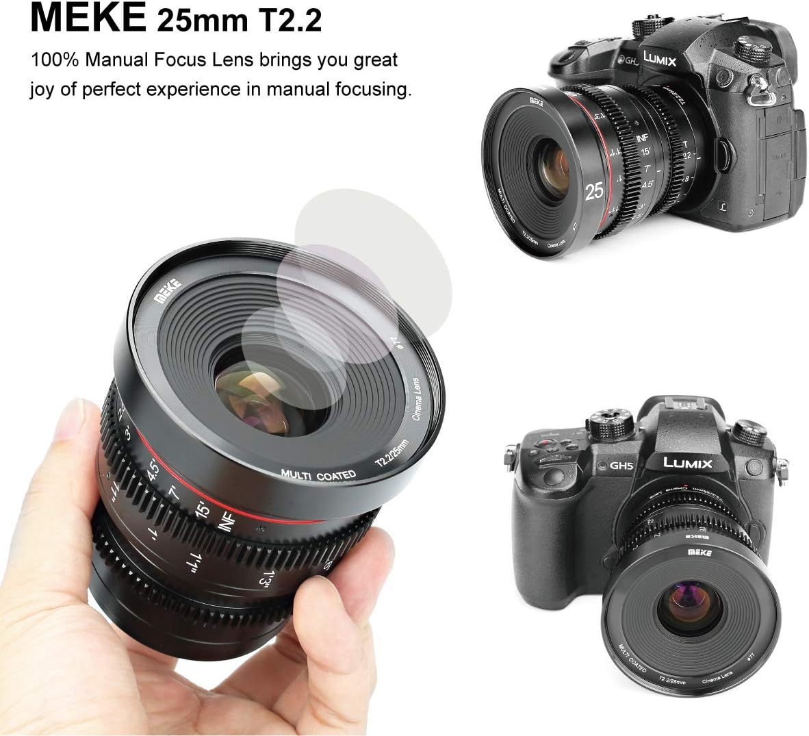 Meike 25mm T2.2 Manual Focus Prime Mini Cinema Lens for Micro Four Thirds MFT M43 Mount Cameras - Image 2