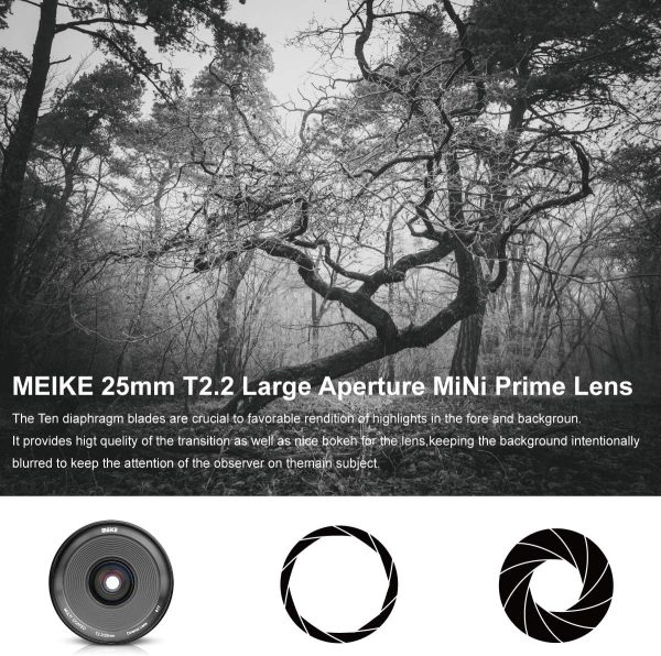 Meike 25mm T2.2 Manual Focus Prime Mini Cinema Lens for Micro Four Thirds MFT M43 Mount Cameras - Image 5