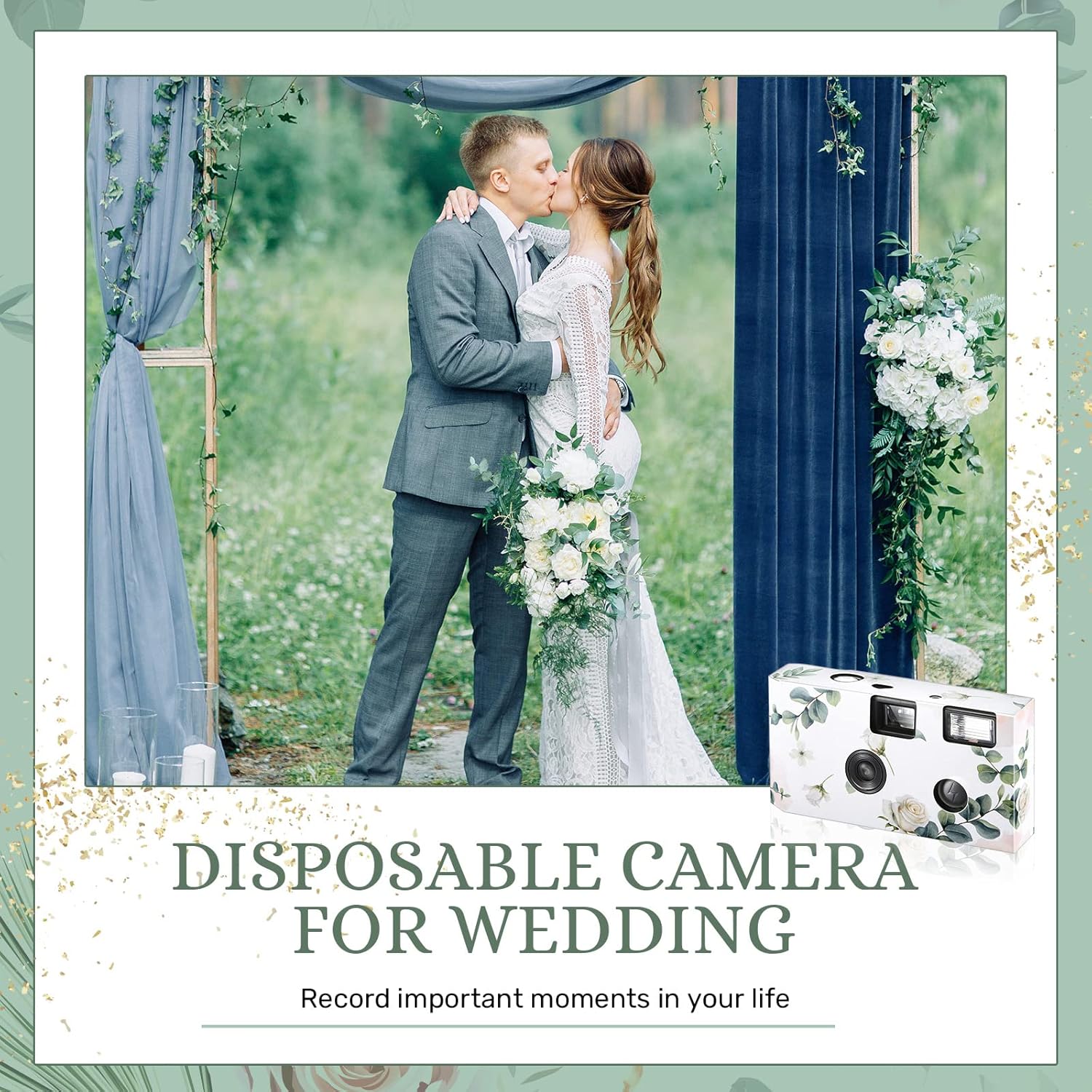Treela 6 Pack of Disposable Camera for Wedding Bulk Bachelorette Single Use Flash 35mm Camera for Birthday Concert Travel Anniversary Party Supply Favor Vacation Gift (Eucalyptus Leaf) - Image 6